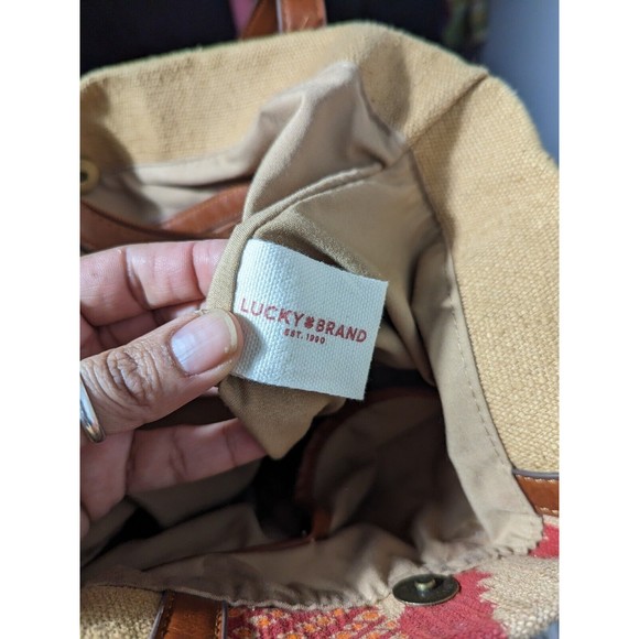 VGT Lucky Brand Cotton Linen Southwest Boho Shoulder Bag - Picture 9 of 10